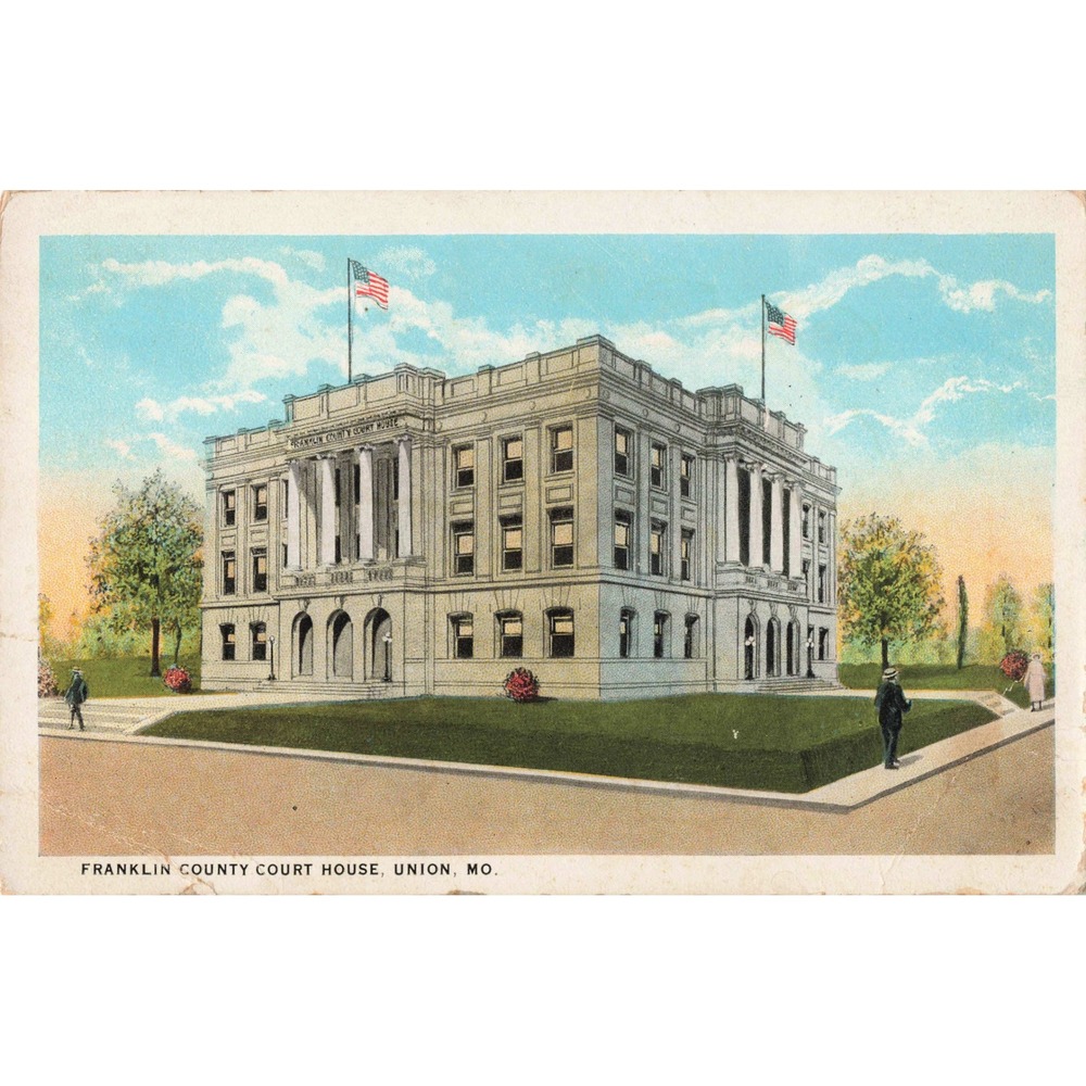 Franklin County Court House Union MO Vintage Postcard White Border Missouri